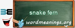 WordMeaning blackboard for snake fern